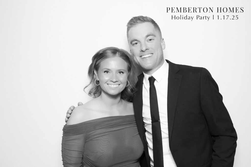 Black and white photo of a smiling couple