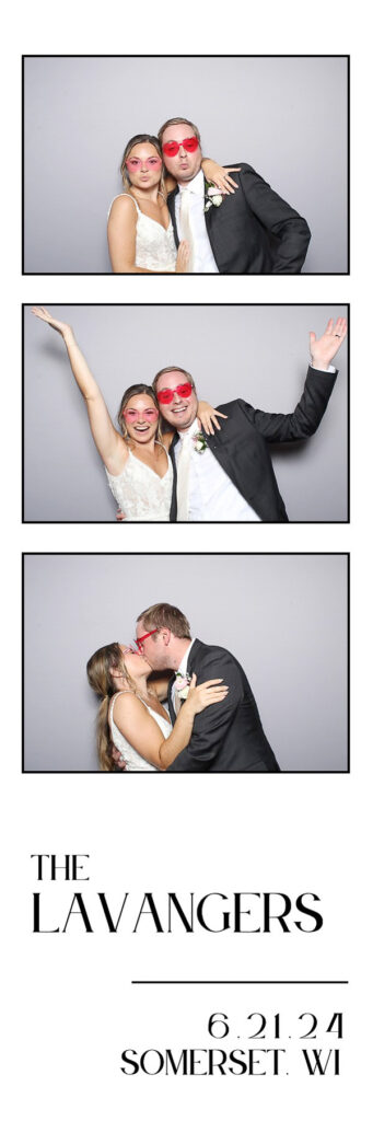 A photo strip with 3 photos of couple